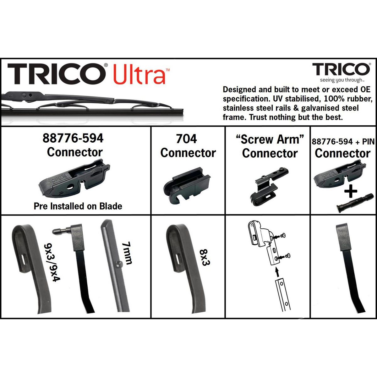 Trico HD Truck Front Wipe Blade Assembly 400mm TB400HD