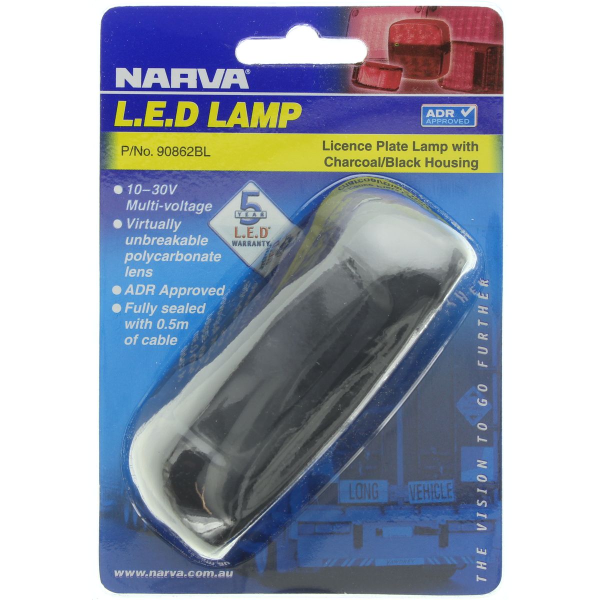 Narva LED Licence Plate Lamp Grey/Black 90862BL
