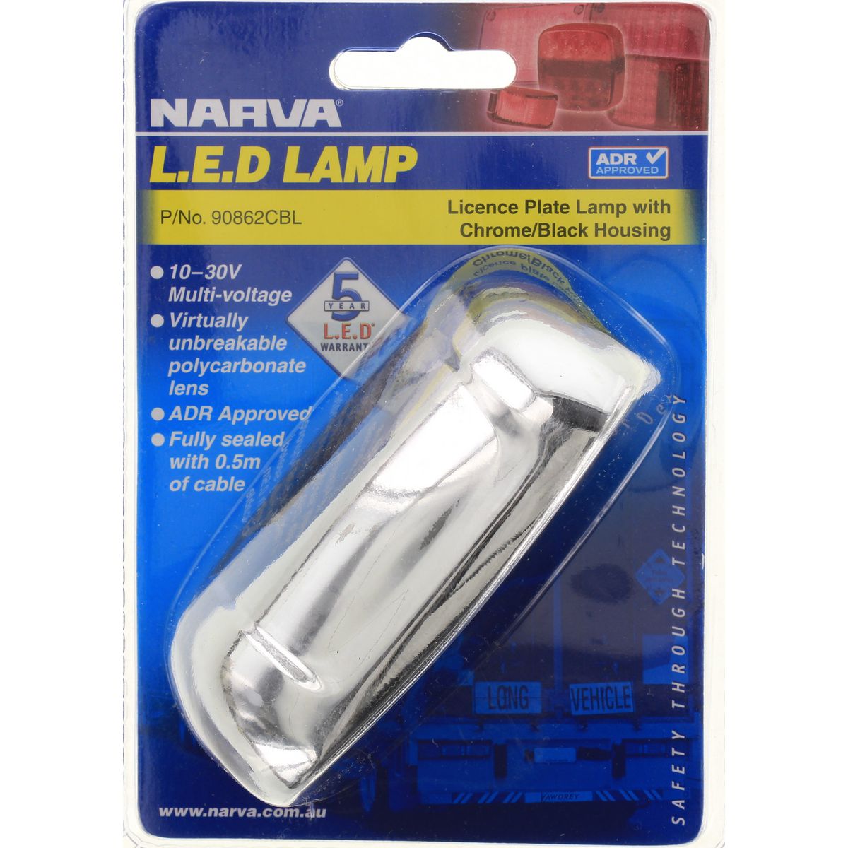 Narva LED Licence Plate Lamp Chrome 90862CBL