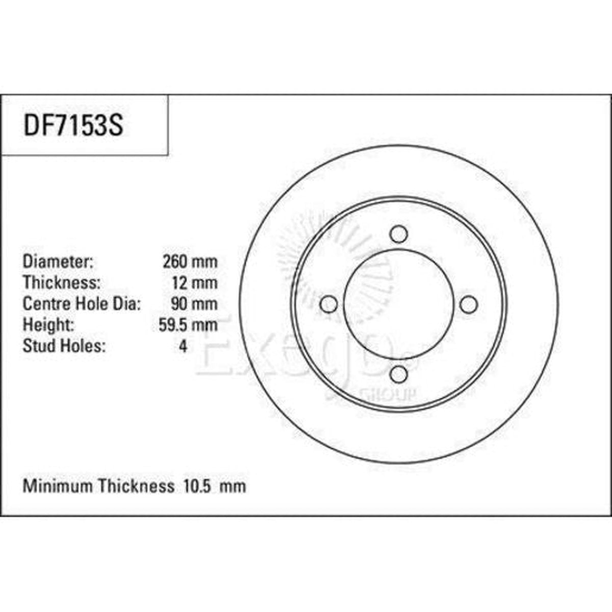TRW Brake Rotor Single 259.8mm Rear DF7153S