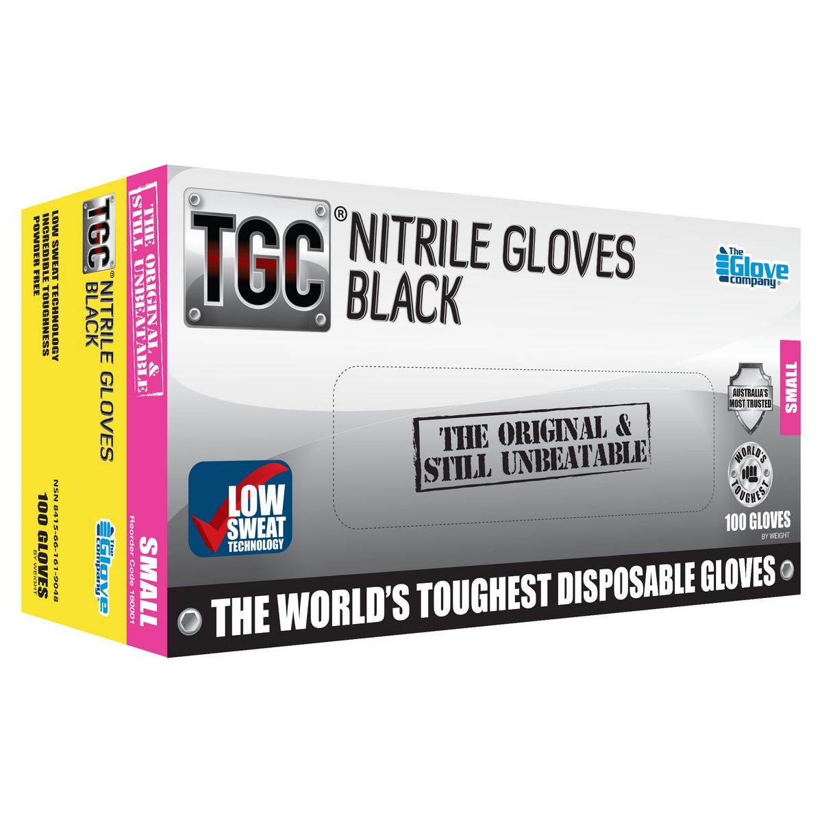 The Glove Company TGC Black Nitrile Gloves S 100 Pack 160001