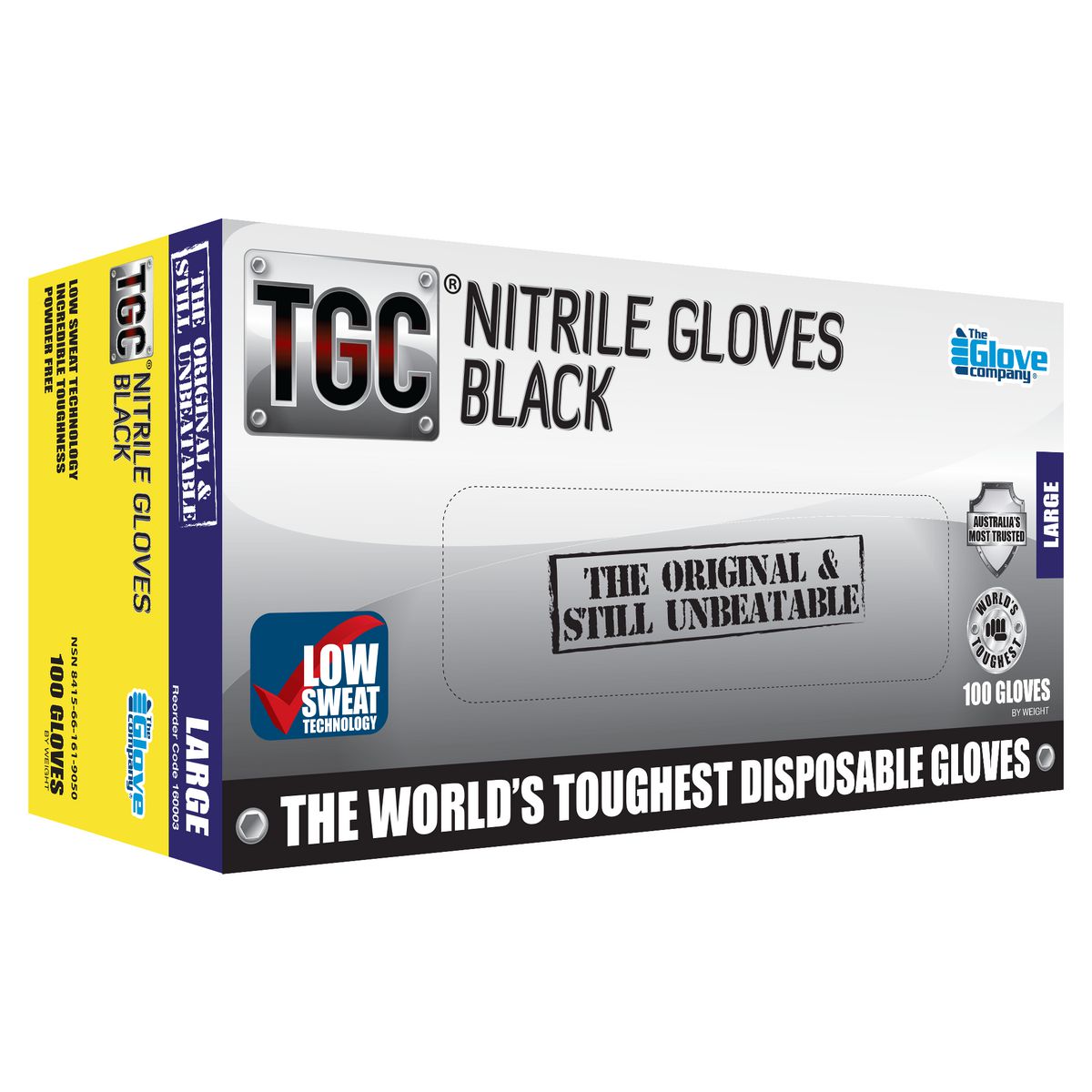The Glove Company TGC Black Nitrile Gloves L 100 Pack 160003