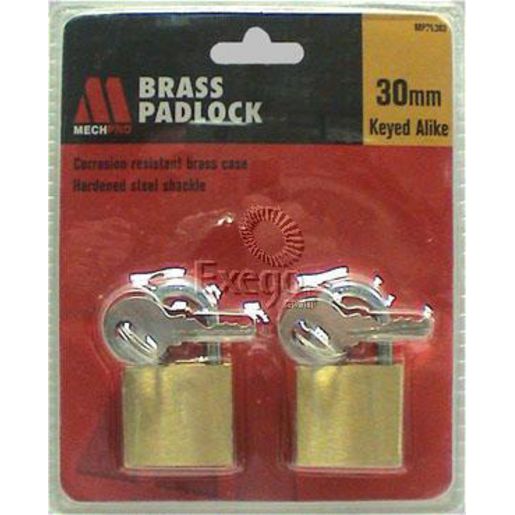 Mechpro Padlock Set - Brass 30Mm (2 Piece) MPPL302