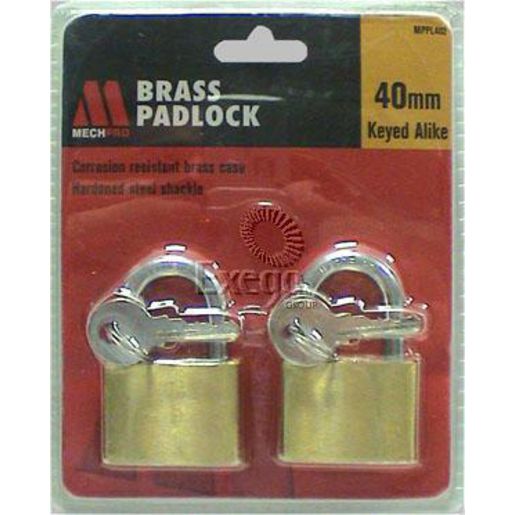 Mechpro Padlock Set - Brass 40Mm (2 Piece) MPPL402