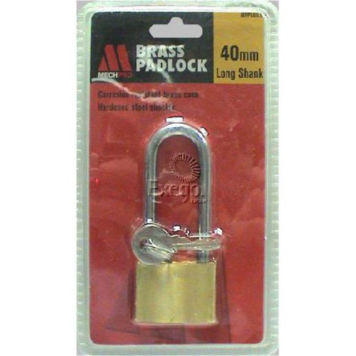 Mechpro Padlock Set - Long Shank Brass 40Mm (2 Piece) MPPL40LS