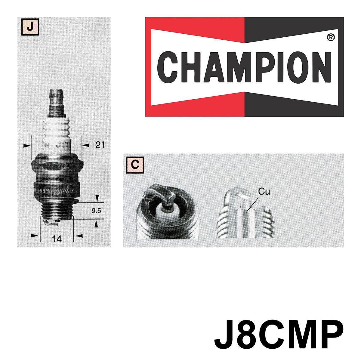 Champion Copper Plus Mower Pack Spark Plug J8CMP