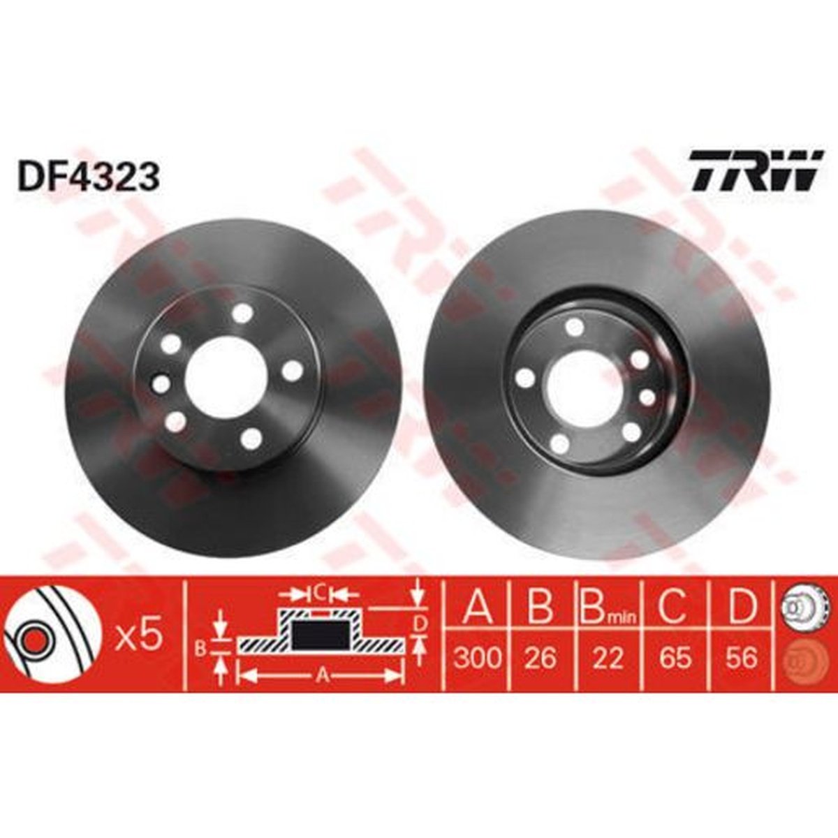 TRW Brake Rotor Single 300mm Front DF4323S