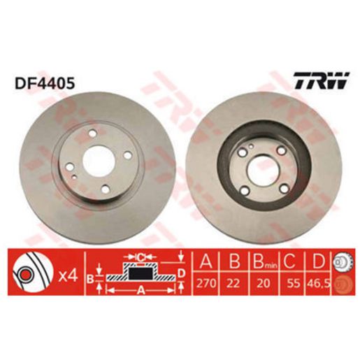 TRW Disc Brake Rotor Vented DF4405S