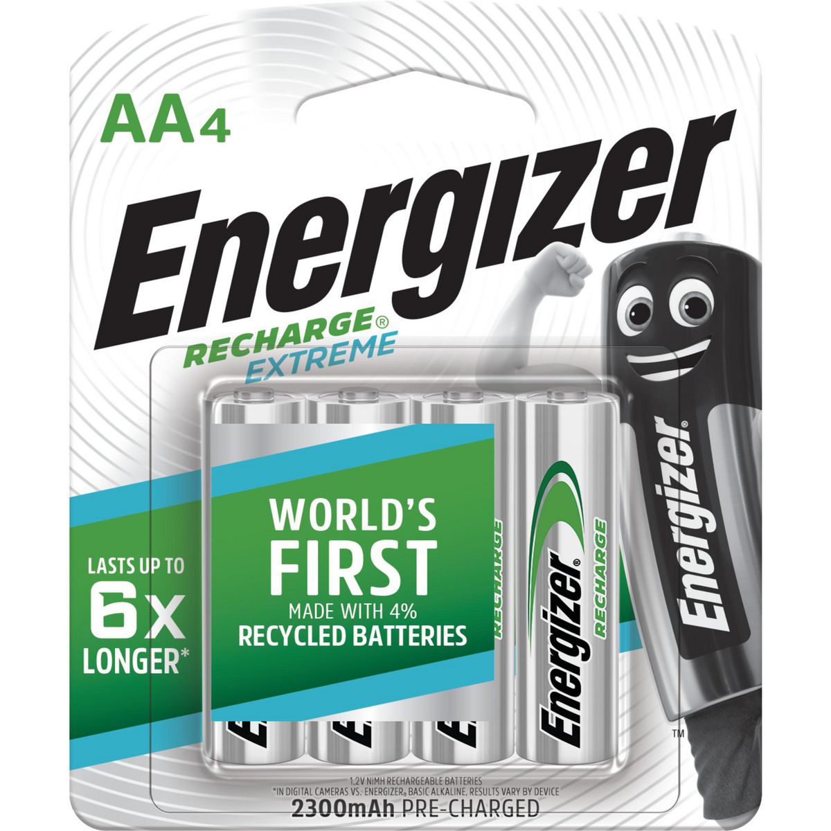 Energizer Rechargeable AA Batteries 4 Pack NH15BP4T