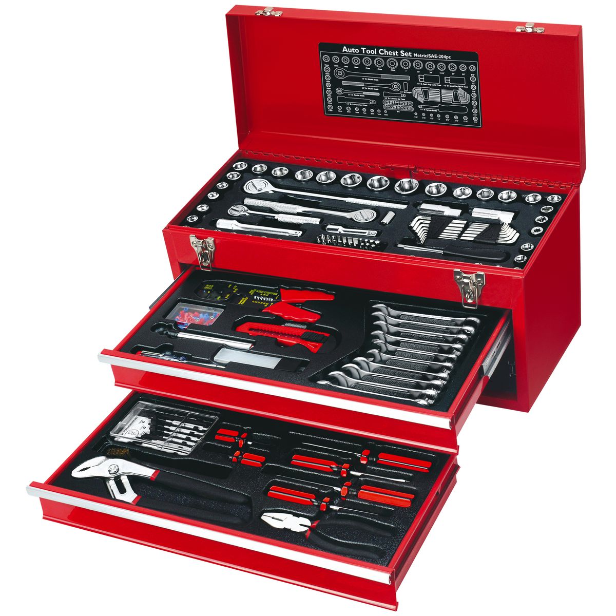 GV Tools 204 Piece Automotive Tool Chest - 2 Drawer GV204PC
