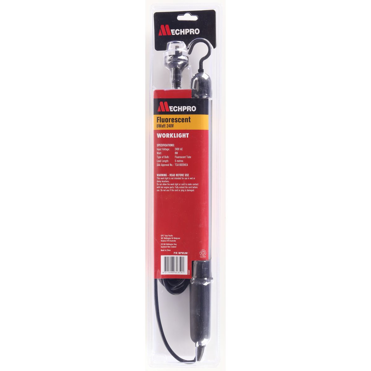 Mechpro Work Lamp 240V Flourescent MPWL8W