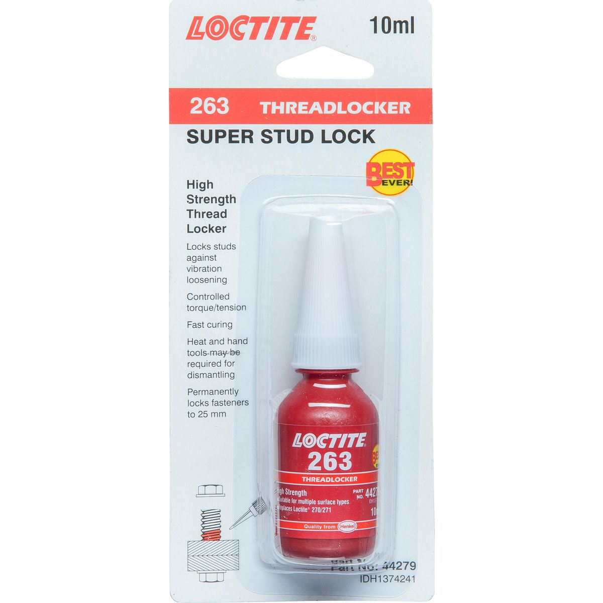Loctite 263 Threadlocker High Strength 10ml 44279