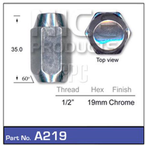 NICE Wheel Nut 1/2" Chrome A219