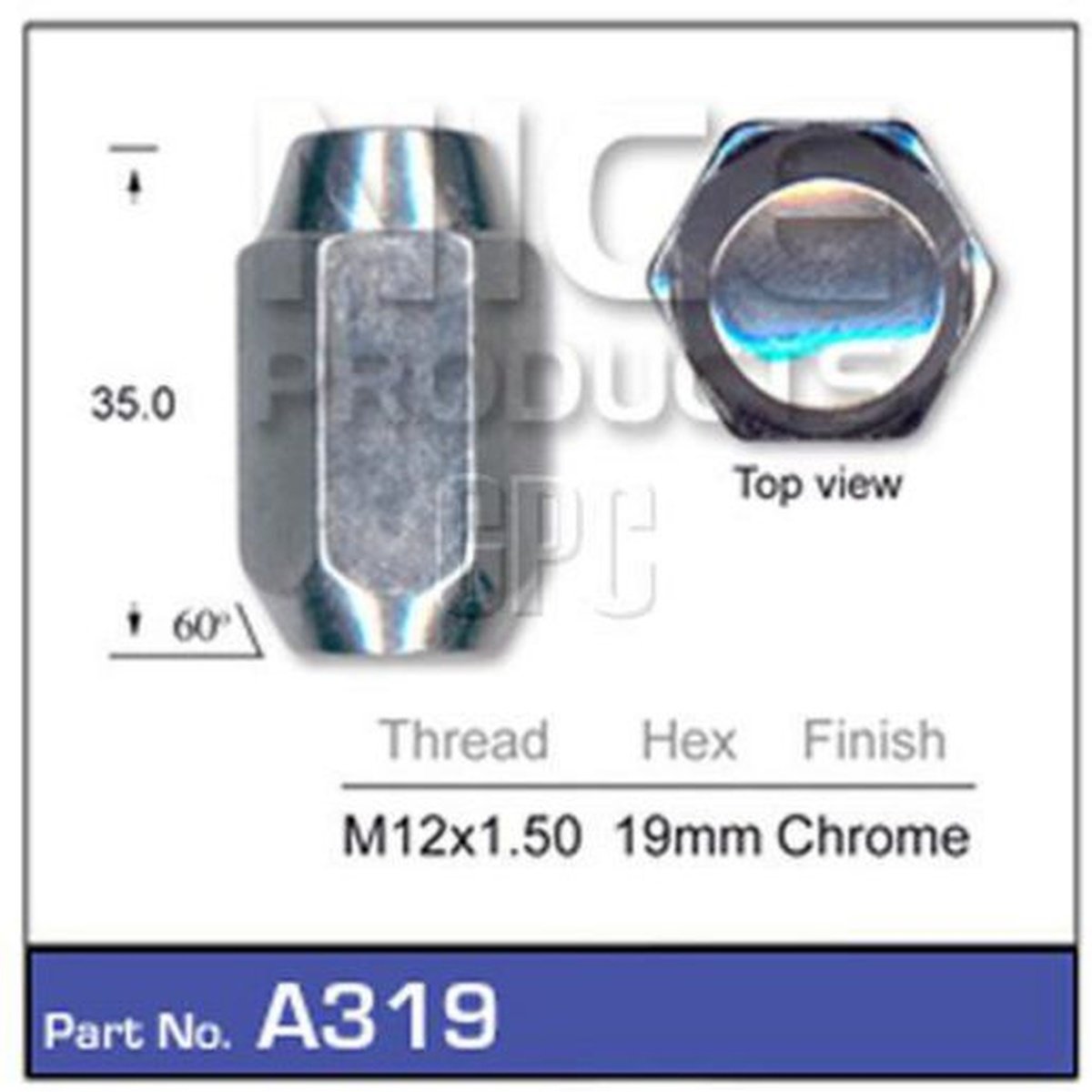 NICE Wheel Nut M12x1.50 Chrome A319
