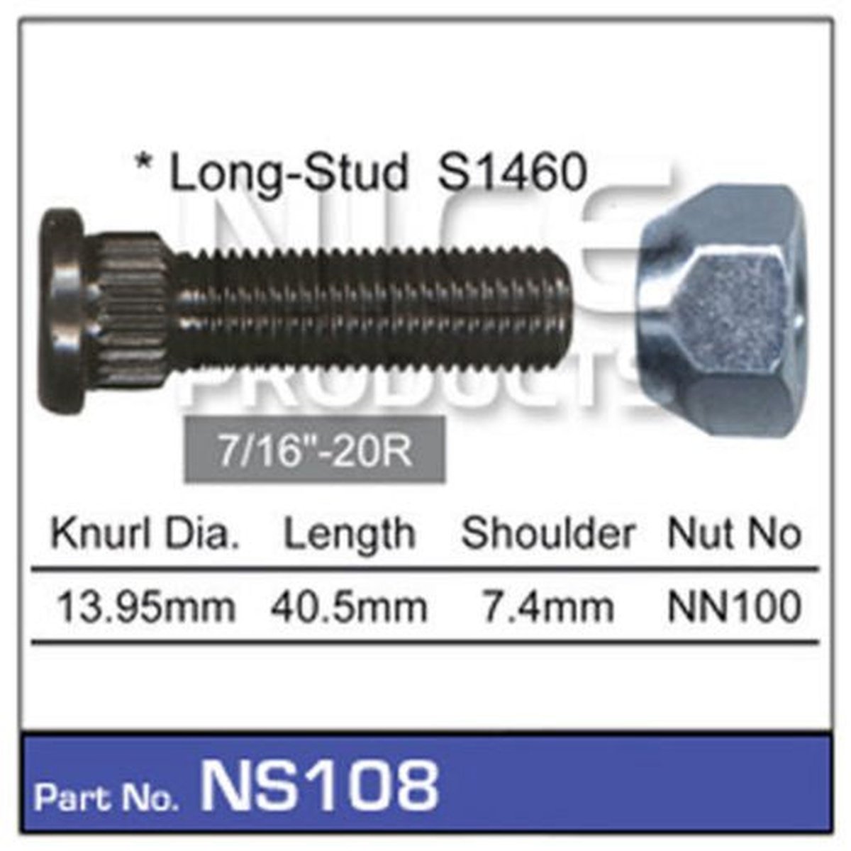 NICE Wheel Stud & Nut 7/16" 40.5mm NS108