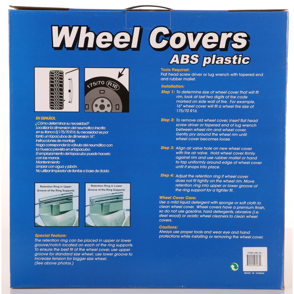 Kuan Tong Wheel Cover Set 962 Silver 16in KT962-16S/L