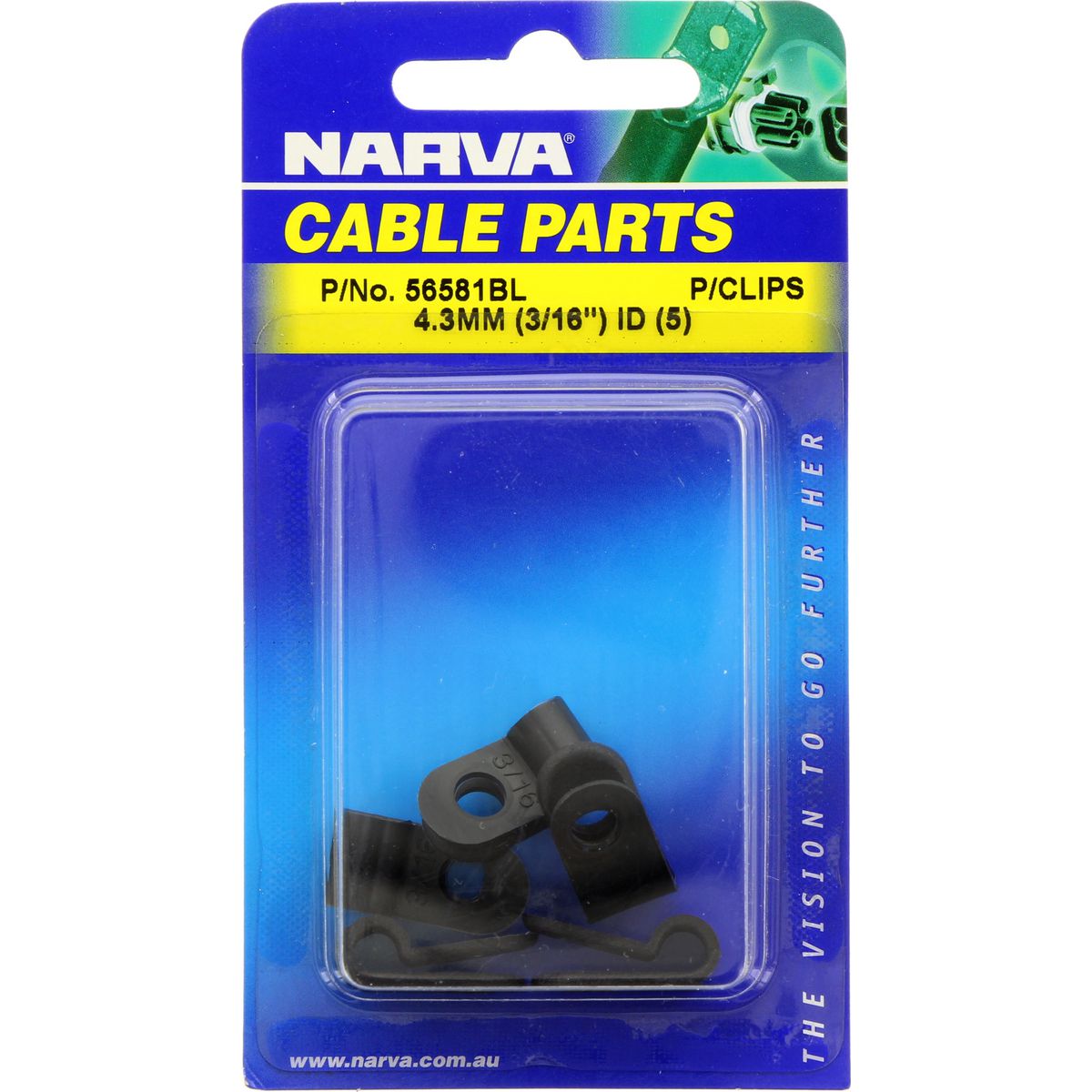 Narva Cable Clamps P-Clips 4.3mm 56581BL