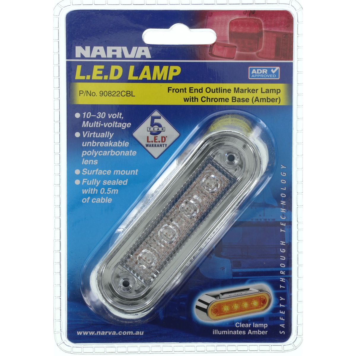 Narva LED Courtesy Lamp Amber/Chrome 90822CBL