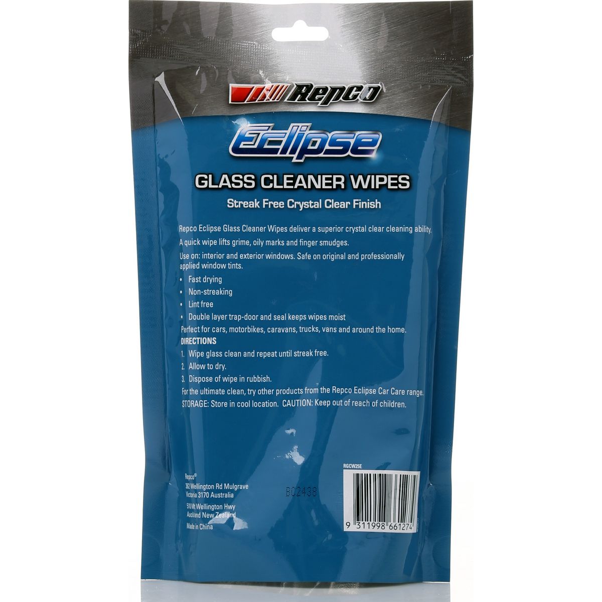 Eclipse Glass Cleaning Wipes 25Pk RGCW25E