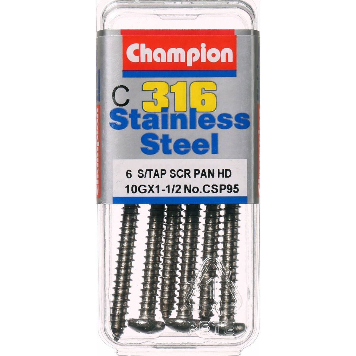 Champion Fasteners Self TaPPEr Screw Pan Phillips Stainless Steel 4.8X38mm 316/A4 CSP95