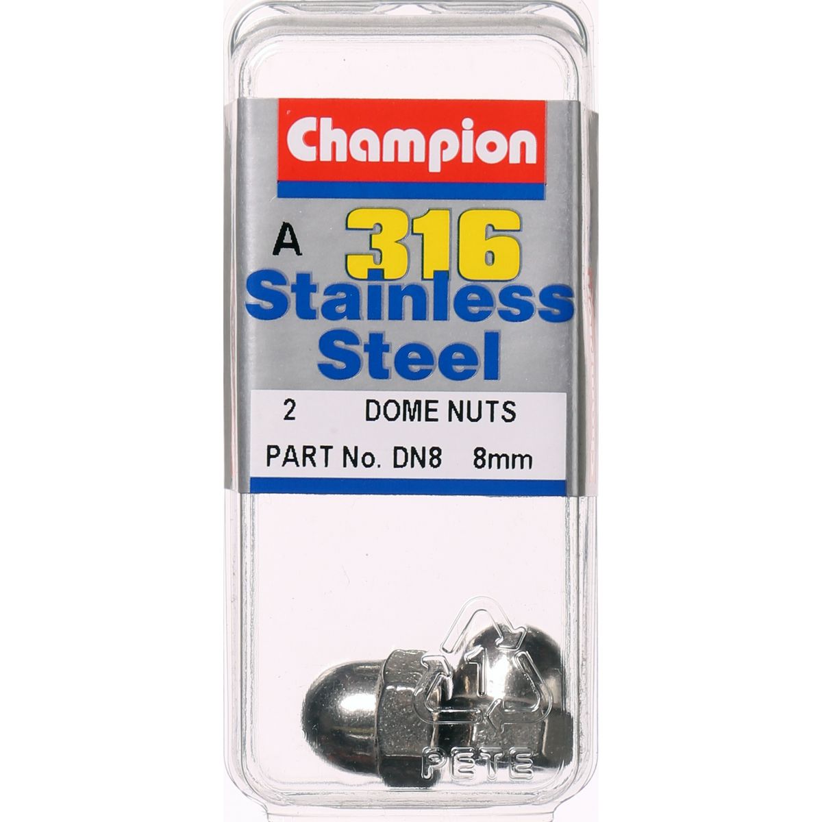 Champion Fasteners Hex Dome Nut Stainless Steel M8X1.25mm 316/A4 DN8