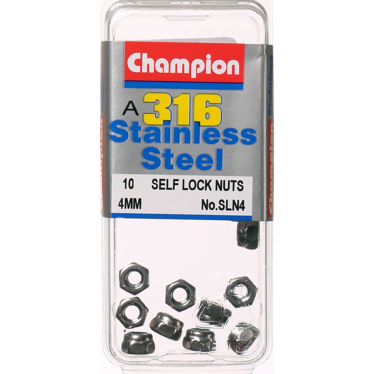 Champion Fasteners Hex Nut Self Locking Nylon Insert Stainless Steel M4X0.7mm 316/A4 SLN4