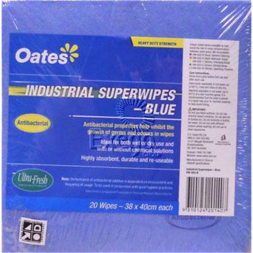 Oates Superwipes Industrial Strength Blue Pack of 20 165375