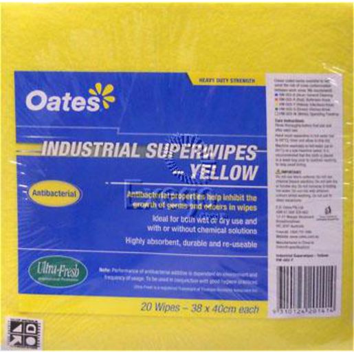 Oates Superwipes Industrial Strength Yellow 20 Pack 165379