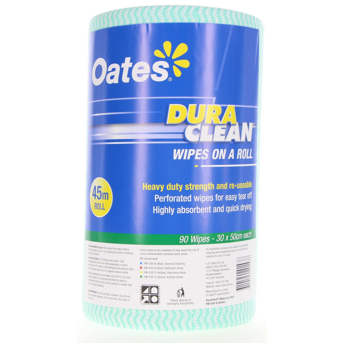 Oates Wipes Duraclean Green Roll 45M 165398