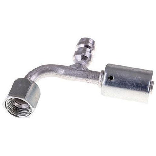Atco Aluminium Fitting # 8 Female Flare - Beadlock #8 90 With R134a Port BLX1122-3