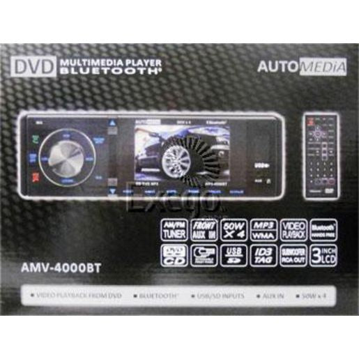 Automedia Head Unit Bluetooth /DVD / MP3 / CD / AM / FM 3in Display AMV-4000BT