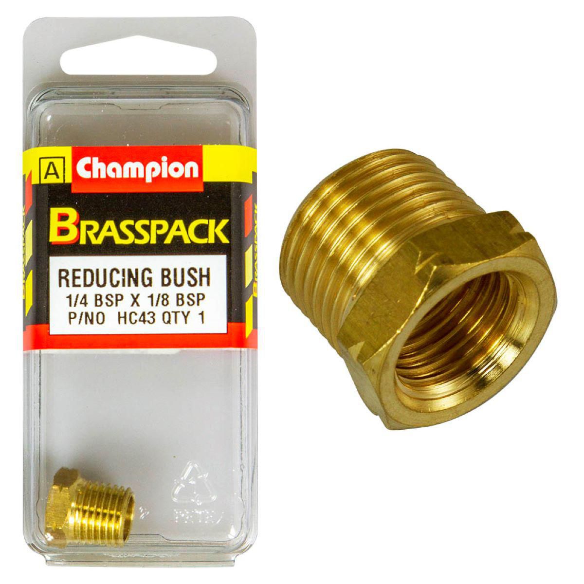 Champion Brass Reducing Bush 1/4 x 1/8 BSP HC43