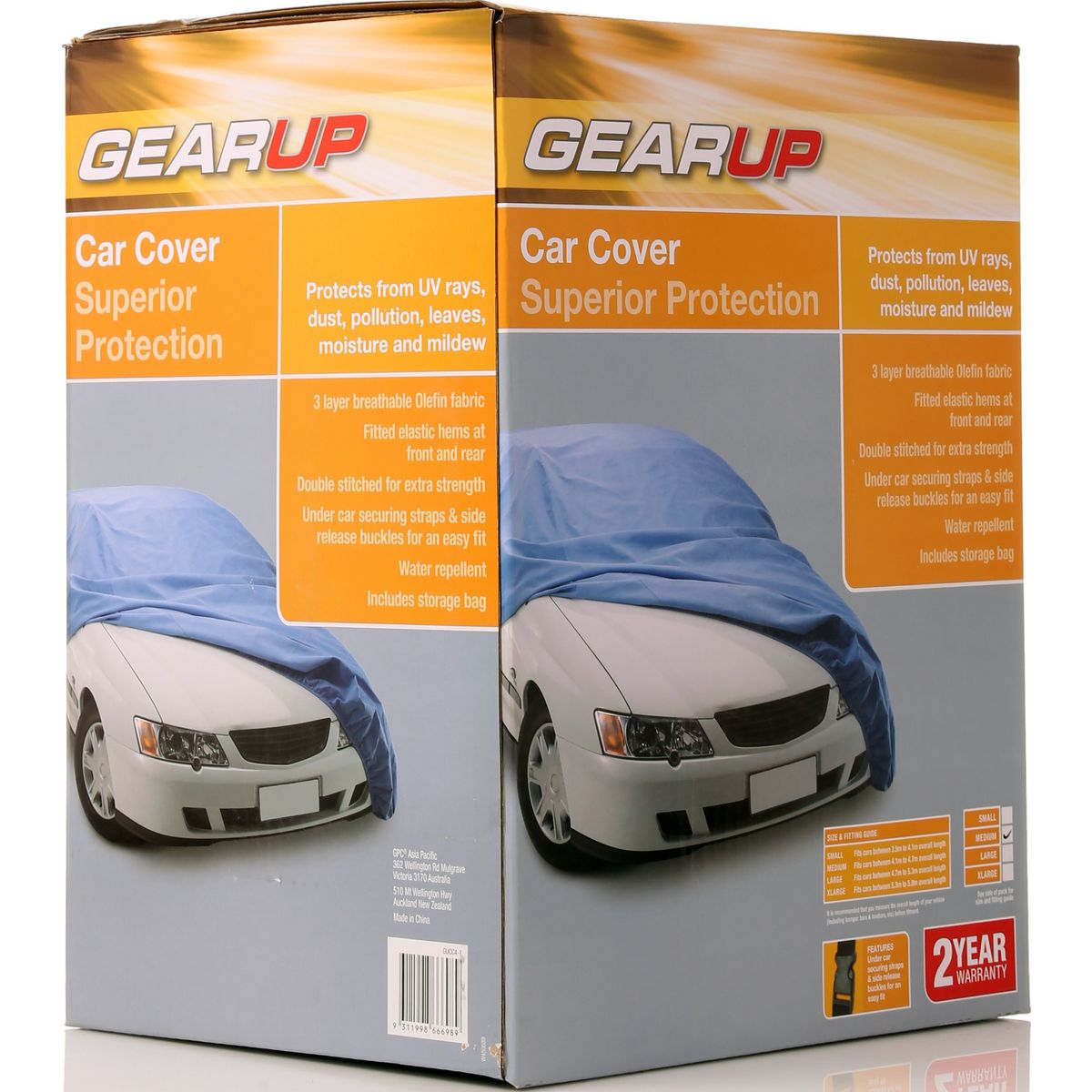 Gearup Car Cover Medium 4.1m - 4.7m Silver