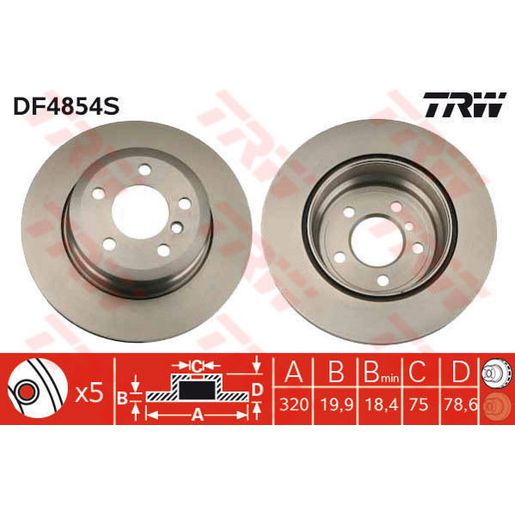 TRW Brake Rotor Rear DF4854S