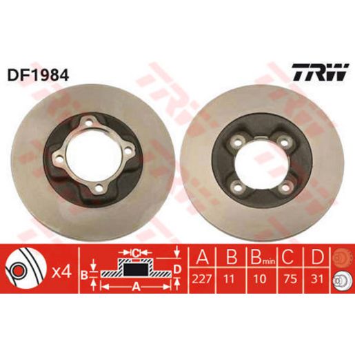 TRW Disc Brake Rotor Solid DF1984S