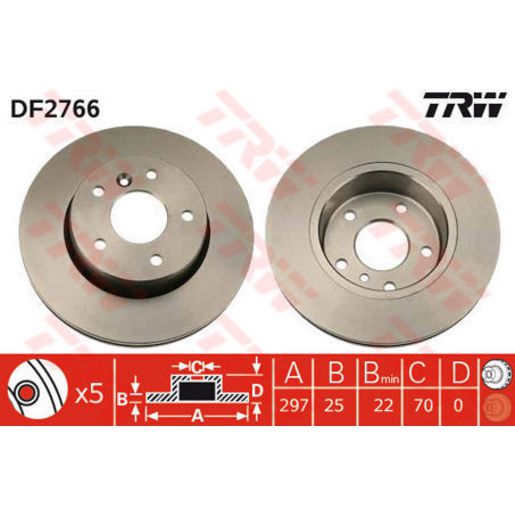 TRW Brake Rotor Pair 297mm Front DF2766S
