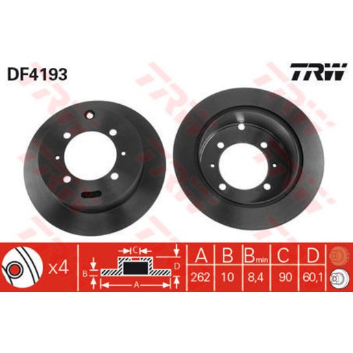 TRW Disc Brake Rotor Solid DF4193S