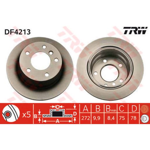 TRW Brake Rotor Single 272mm Rear DF4213S