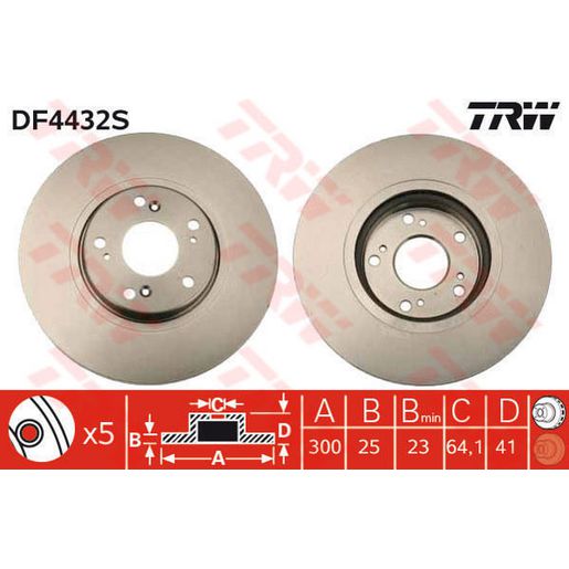 TRW Brake Rotor Front DF4432S