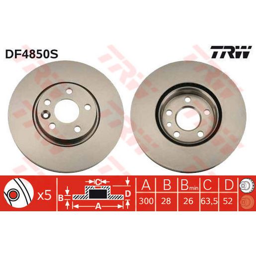 TRW Brake Rotor Front DF4850S