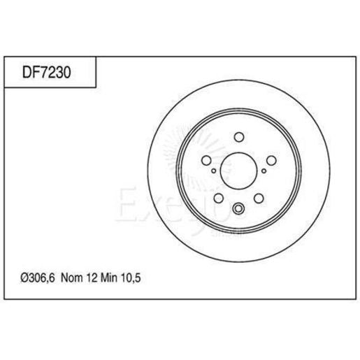 TRW Disc Brake Rotor Solid 306mm DF7230S