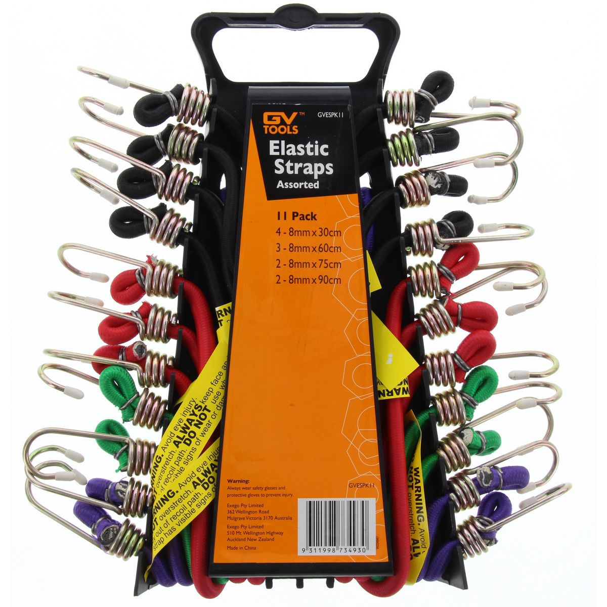 GV Tools Assorted Elastic Strap Set 11 Piece GVESPK11