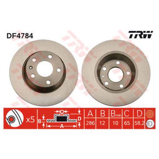 TRW Brake Rotor Pair Rear DF4784S