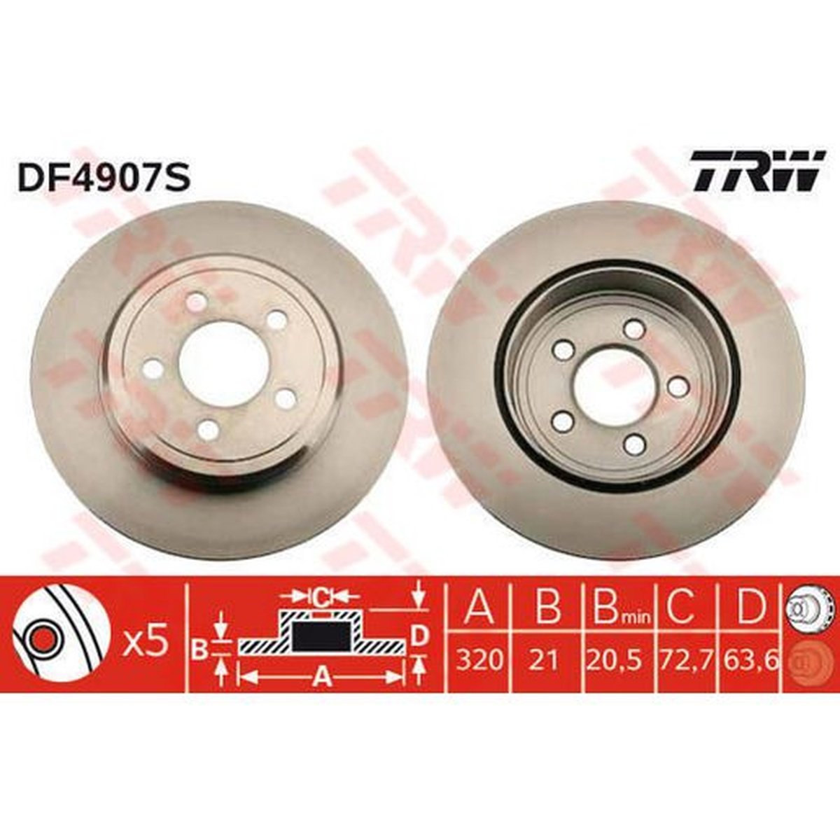 TRW Brake Rotor Rear DF4907S