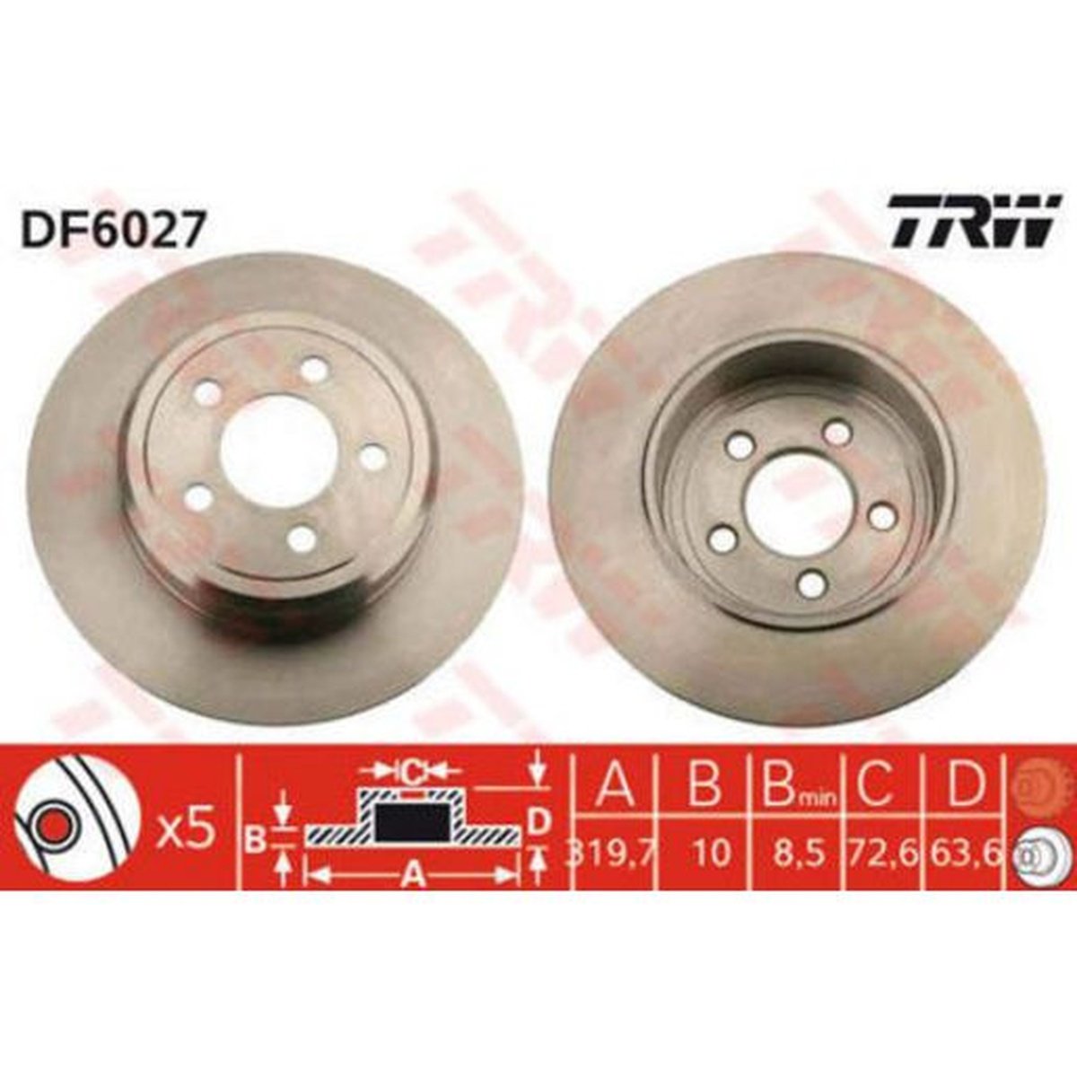 TRW Brake Rotor 320mm Rear DF6027S