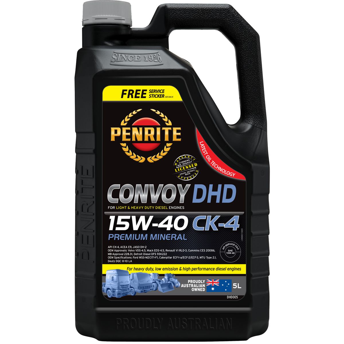 Penrite Diesel HD SAE 15W-40 Cj-4-Sm Engine Oil 5L