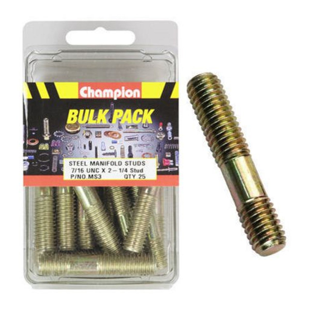 Champion Manifold Stud 7/16″ x 2-1/4″ UNC 25Pk MS3