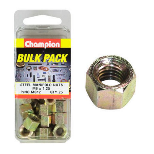 Champion Steel Manifold Hex Nut M8 x 1.25mm 25Pk MS12