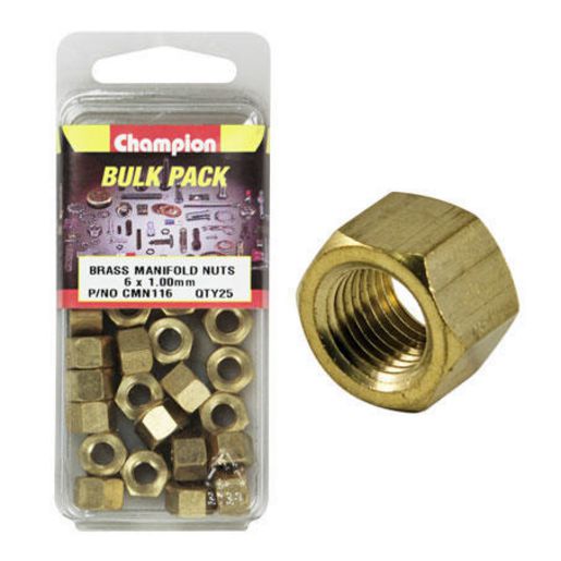 Champion Fasteners Manifold Nut Brass M6 x 1.00mm CMN116