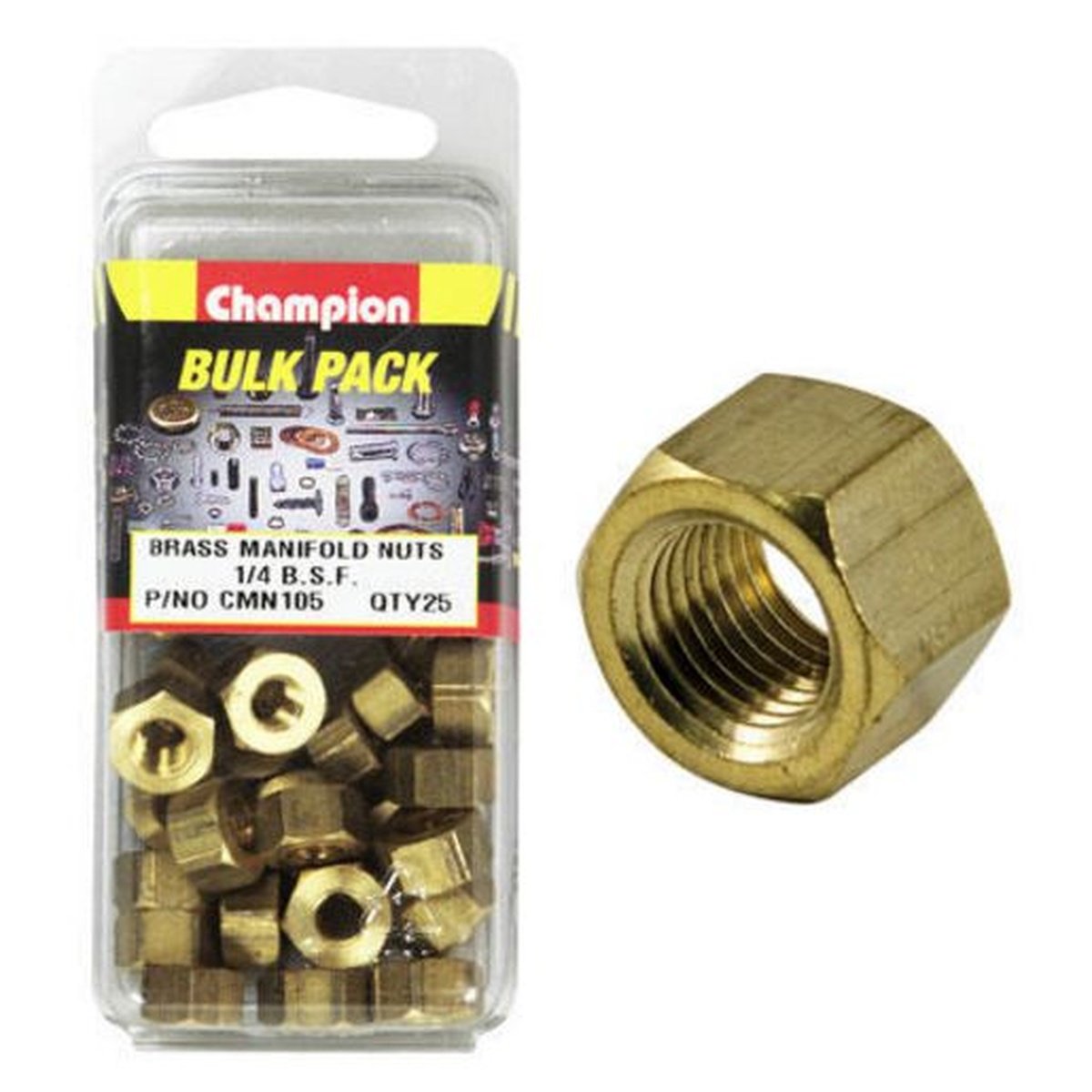 Champion Brass Nut Manifold 1/4" BSF 25Pk CMN105